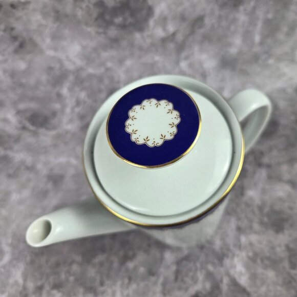 VTG Medaillon RENNER Espresso Set Porcelain Blue White Gold Porto Alegre 16 Pc - Picture 4 of 16